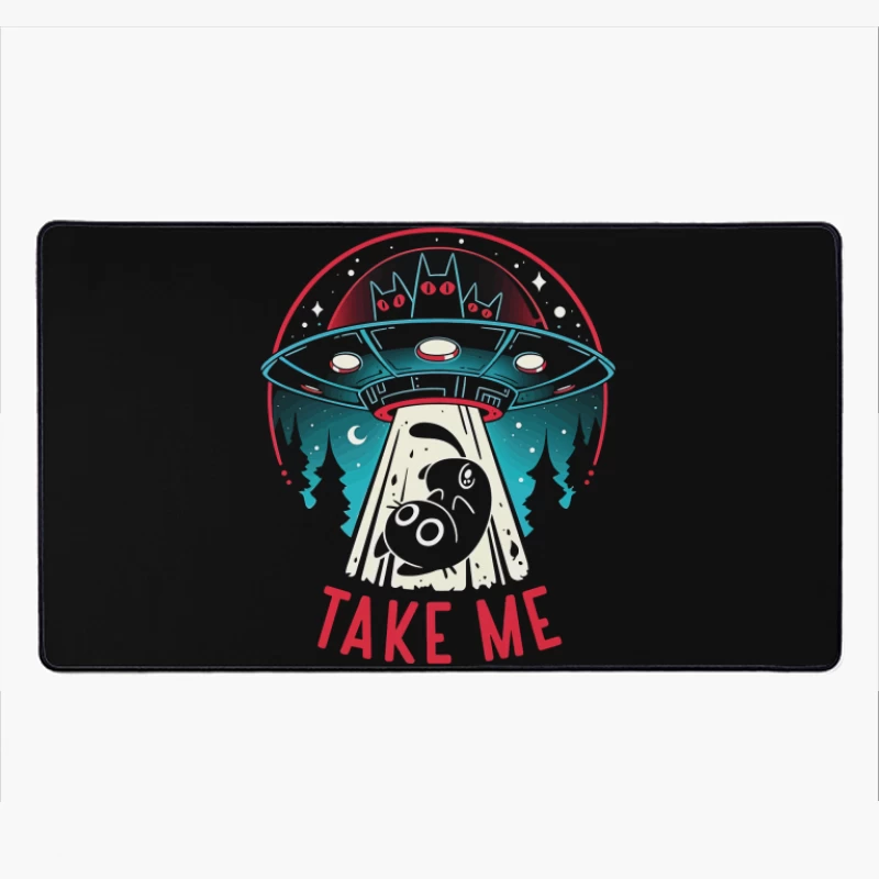 Take Me – UFO & Cat Abduction Whimsy Desk Mat