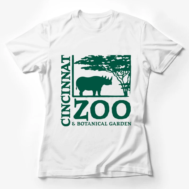 Cincinnati Zoo & Botanical Garden Logo with Rhinoceros and Acacia Tree Female T-Shirt