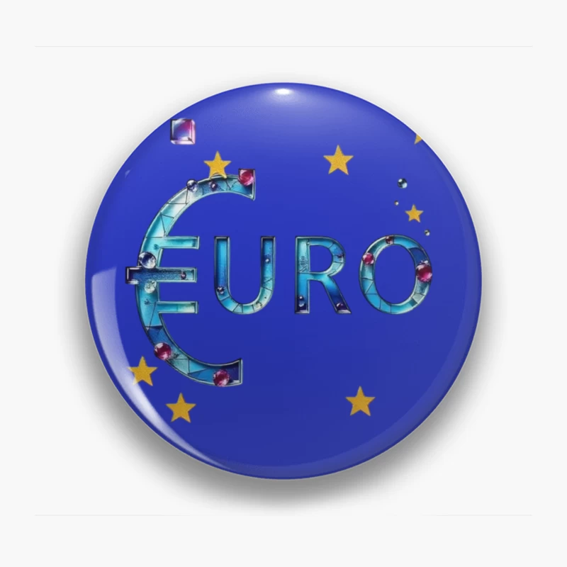 Decorative Crystal Euro Symbol with European Stars Pin