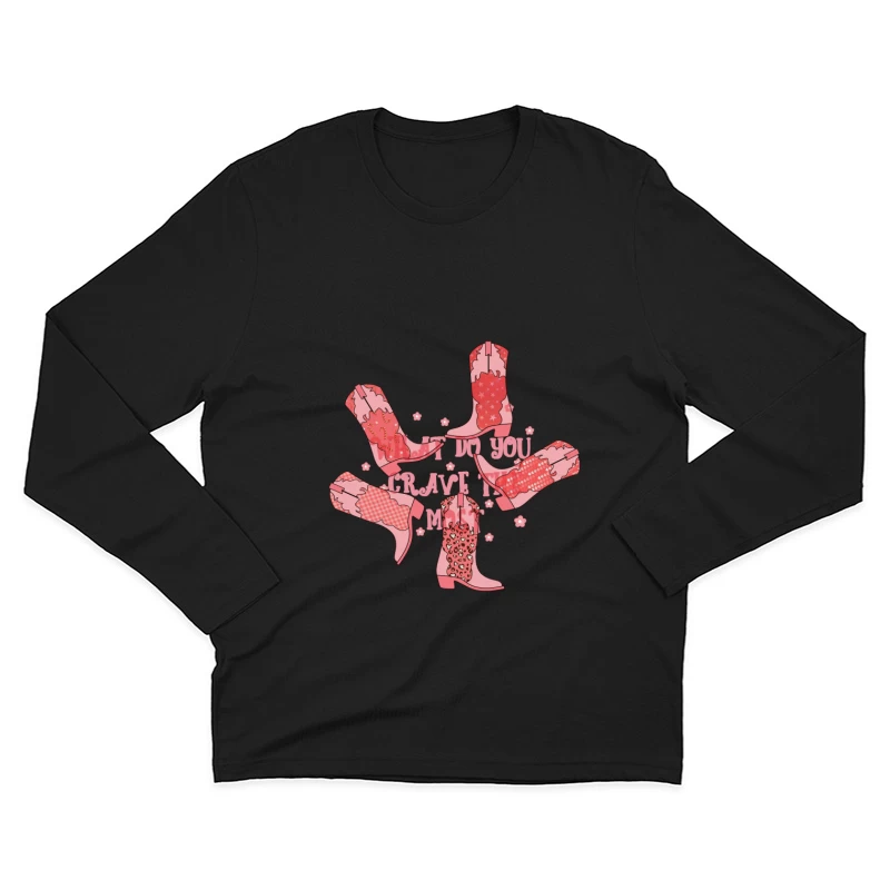 Cowboy-Stiefel mit Muster im Retro-Stil Herren Langarm T-Shirt