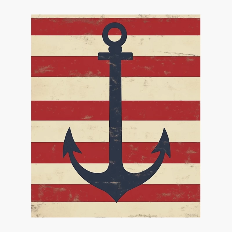 Vintage Nautical Anchor on Red and White Striped Background Cotton Tote Bag