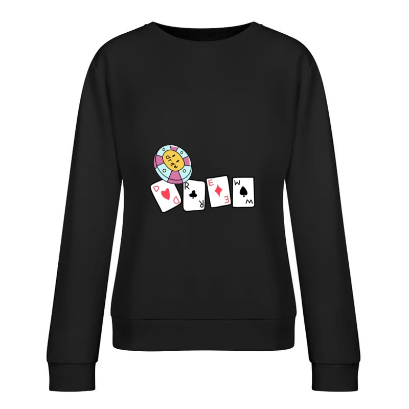 Karten und Chip Grafik Damen Pullover Sweatshirt