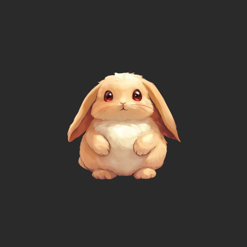 Cute Fluffy Anime-Style Rabbit with Big Eyes Baseball Cap