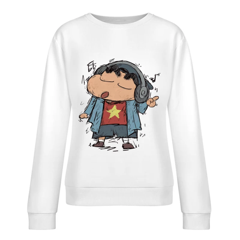Kind hört Musik mit Kopfhörern Damen Pullover Sweatshirt