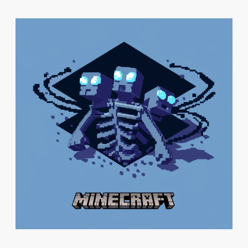 Pixelated Minecraft Wither Boss Character Throw Pillow