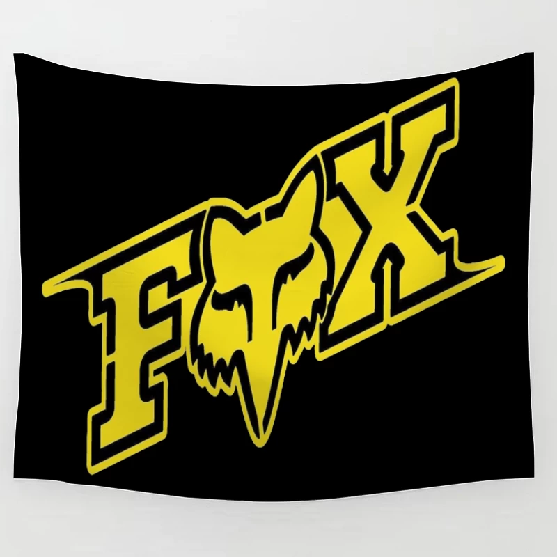 Fox Racing Yellow and Black Sports Brand Logo Tapestry