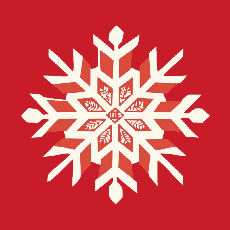 Red Geometric Snowflake Winter Pattern Design Male Pullover Hoodie