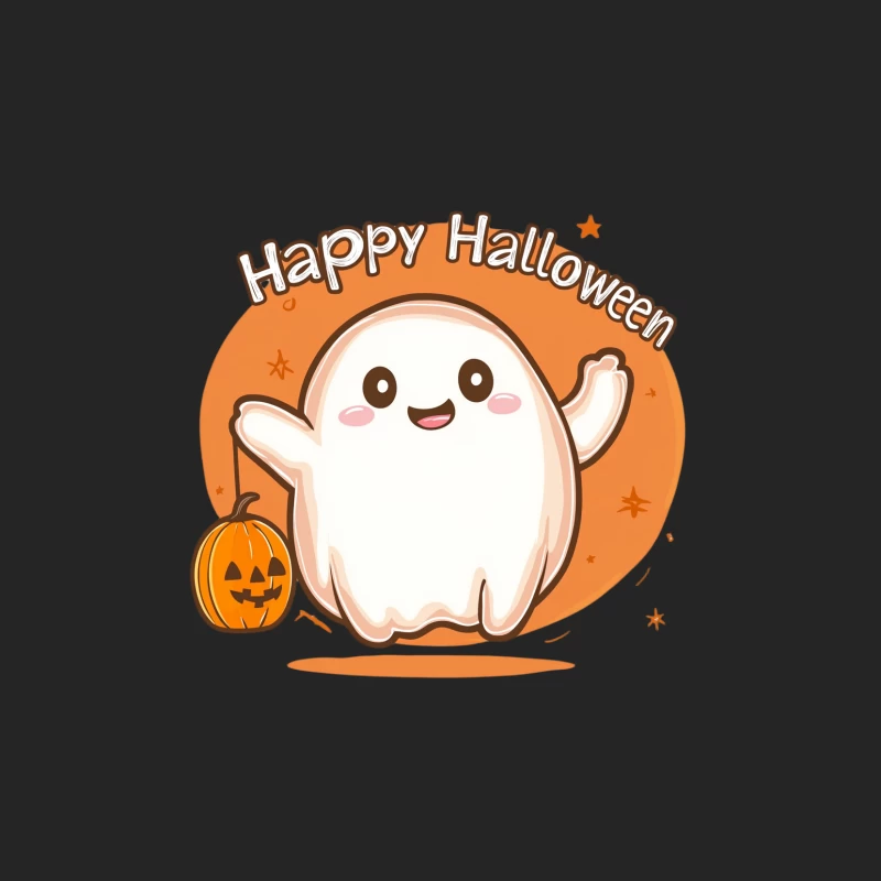 Adorable Halloween Ghost with Pumpkin Greeting Card Female Pullover Sweatshirt