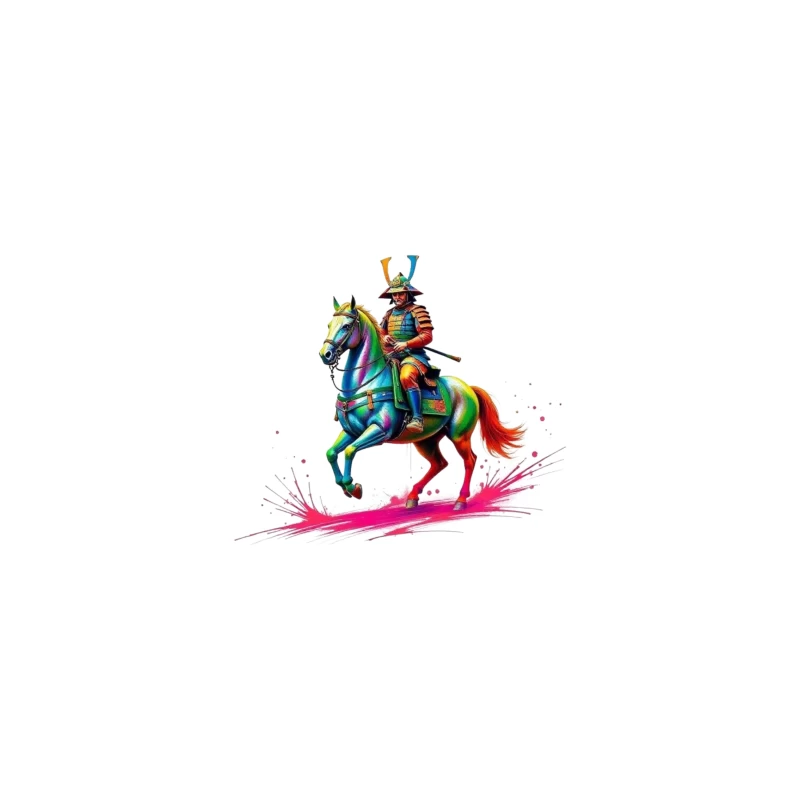Colorful Samurai on Horseback iPhone Case