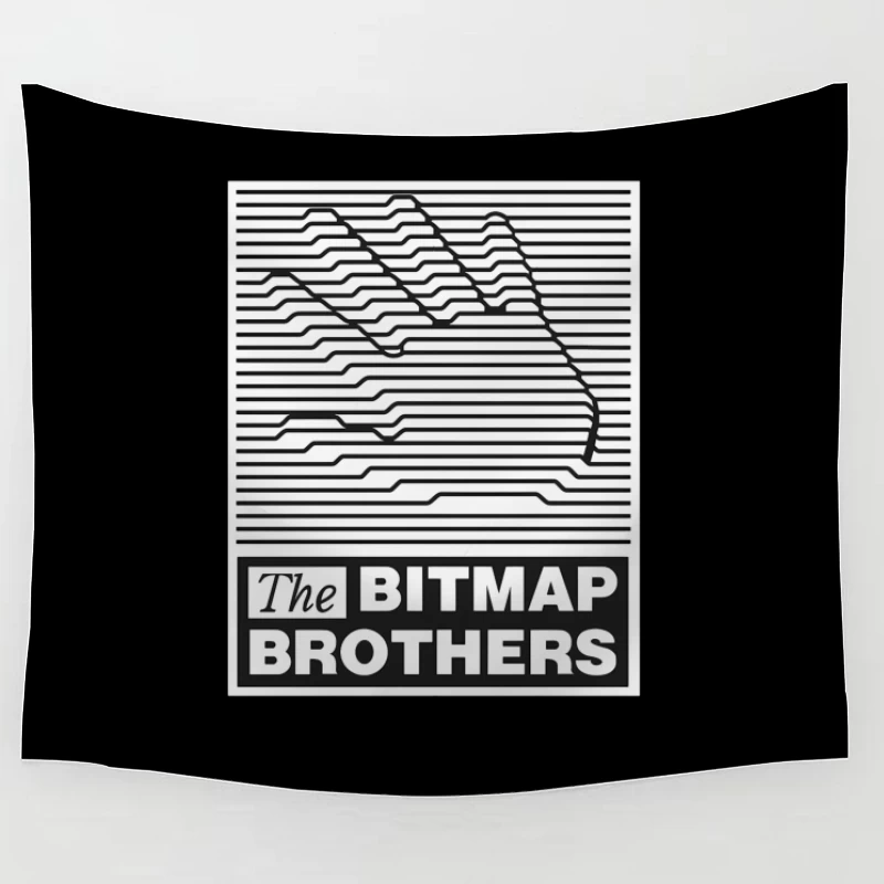 Bitmap Brothers Logo with Striped Hand Optical Illusion Tapestry