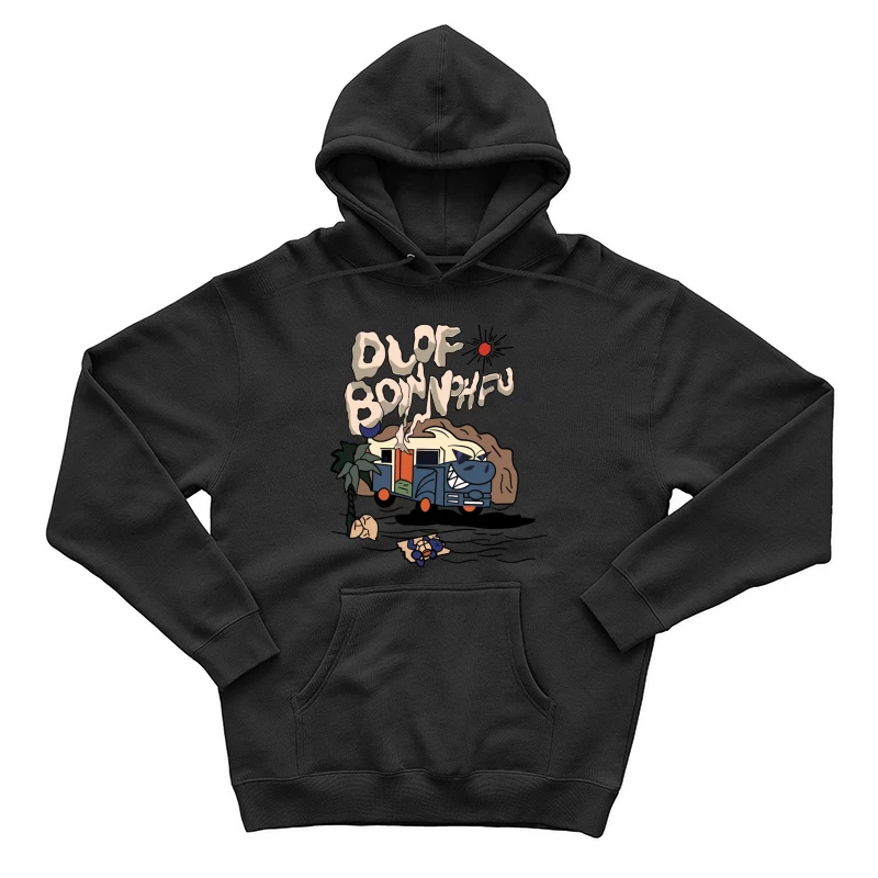 Abenteuerlicher Bus vor Bergkulisse Herren Pullover Hoodie