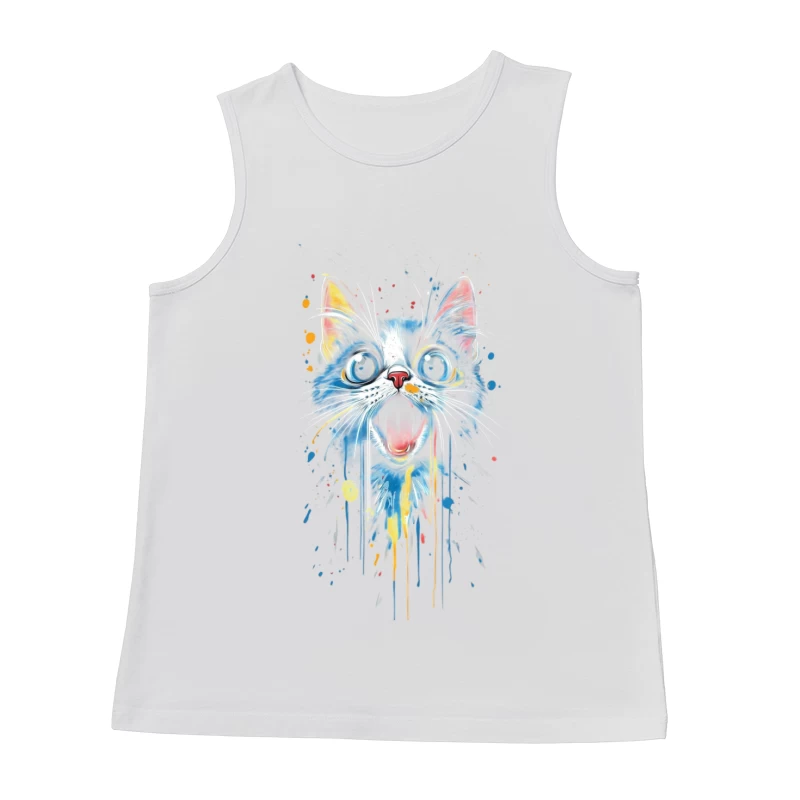 Colorful Cat Artwork Male Tank Top