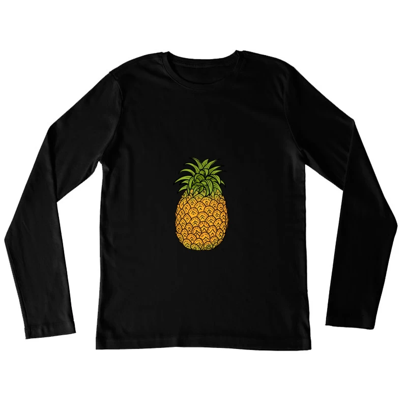 Bunte Ananas Illustration Damen Langarm T-Shirt