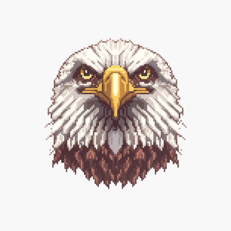 Fierce Pixel Art Bald Eagle: Patriotic Digital Animal Portrait Cotton Tote Bag