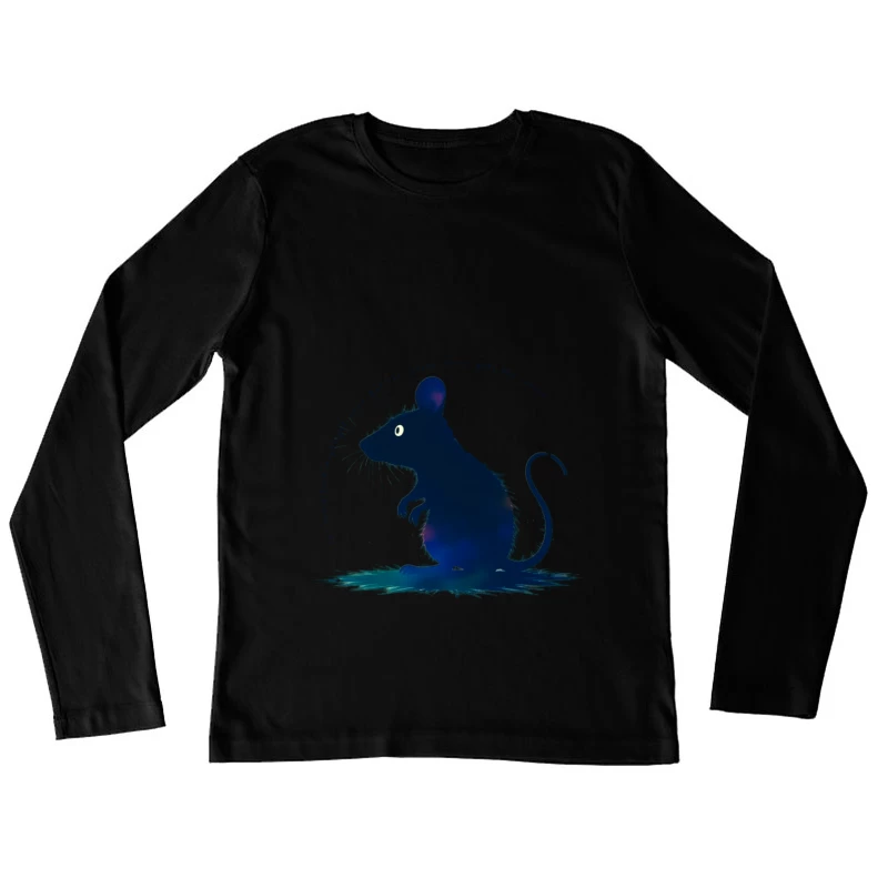 Dark Blue Mouse Silhouette Digital Illustration Female Long Sleeve T-Shirt