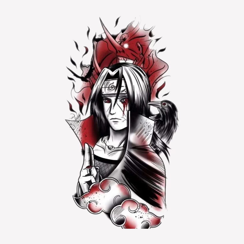 Kunstwerk von Ninja Krieger mit Krähe Herren T-Shirt