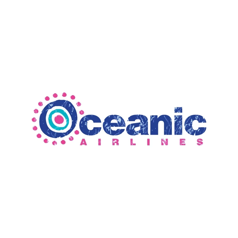 Oceanic Airlines Vintage-Style Logo Design with Blue and Pink Color Scheme Desk Mat