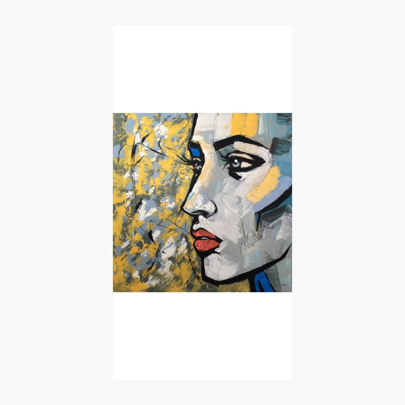 Expressive Abstract Portrait: Modern Face in Yellow and Blue iPhone Case