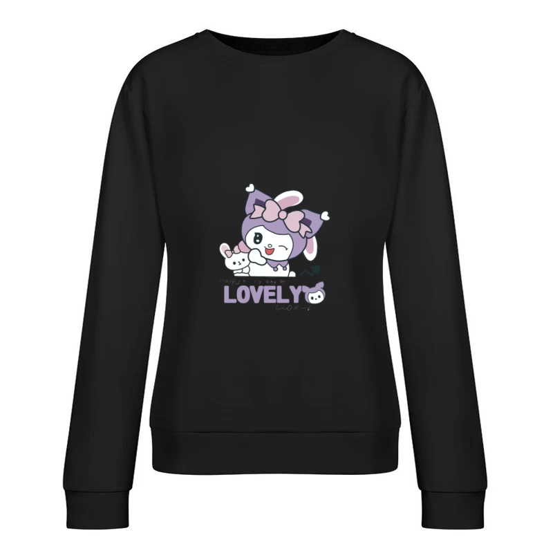 Design di personaggio carino con fiocco Felpa pullover Donna