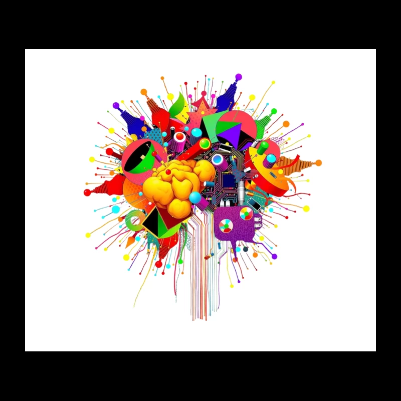 Vibrant Digital Brain: Creative Mind Explosion Tapestry