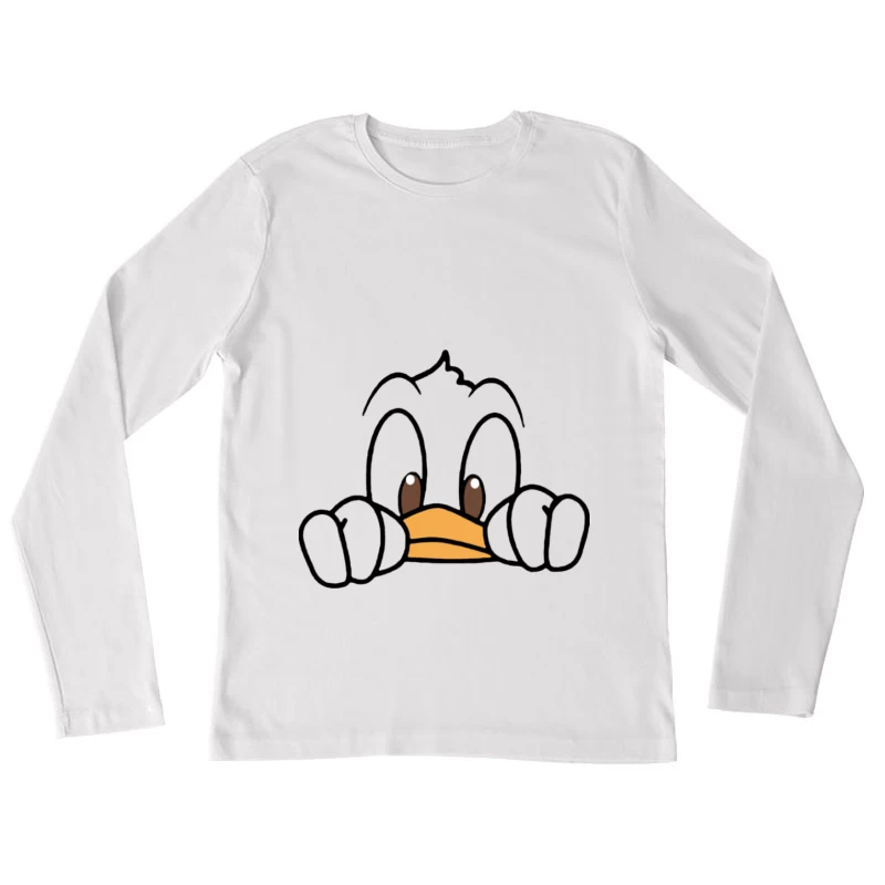 Niedliche Ente schaut hervor Damen Langarm T-Shirt