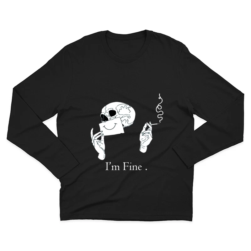 Skull with a Smile and Cigarette Male Long Sleeve T-Shirt
