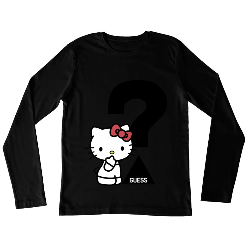 Hello Kitty mit Fragezeichen Damen Langarm T-Shirt