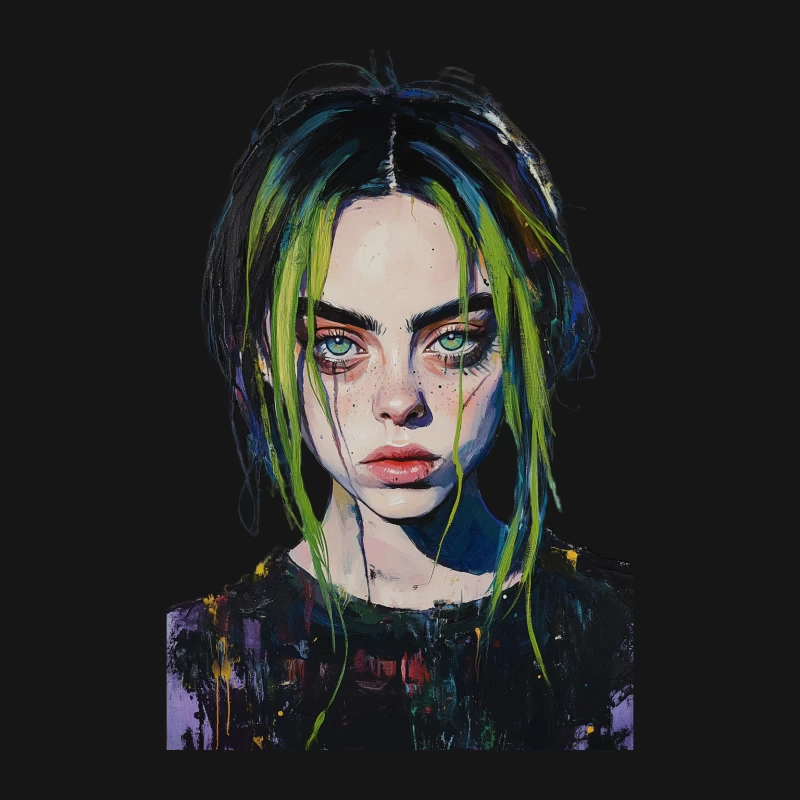 Vibrant Portrait of Alternative Style with Intense Gaze Female Long Sleeve T-Shirt