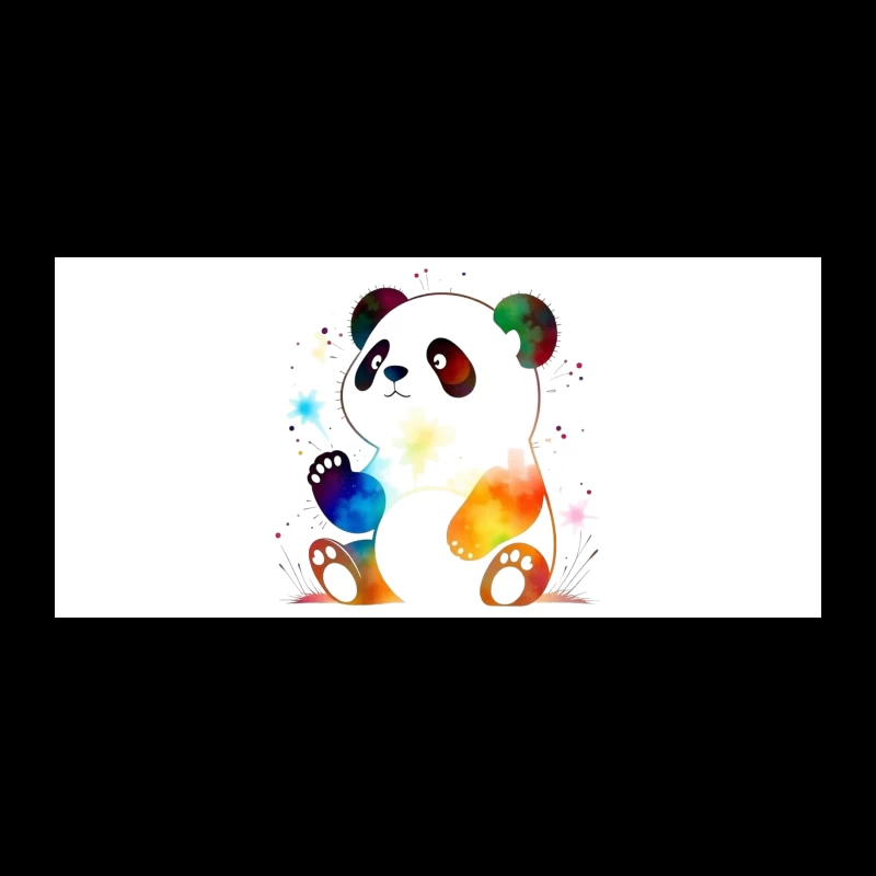 Colorful Watercolor Panda Bear Illustration Coffee Mug