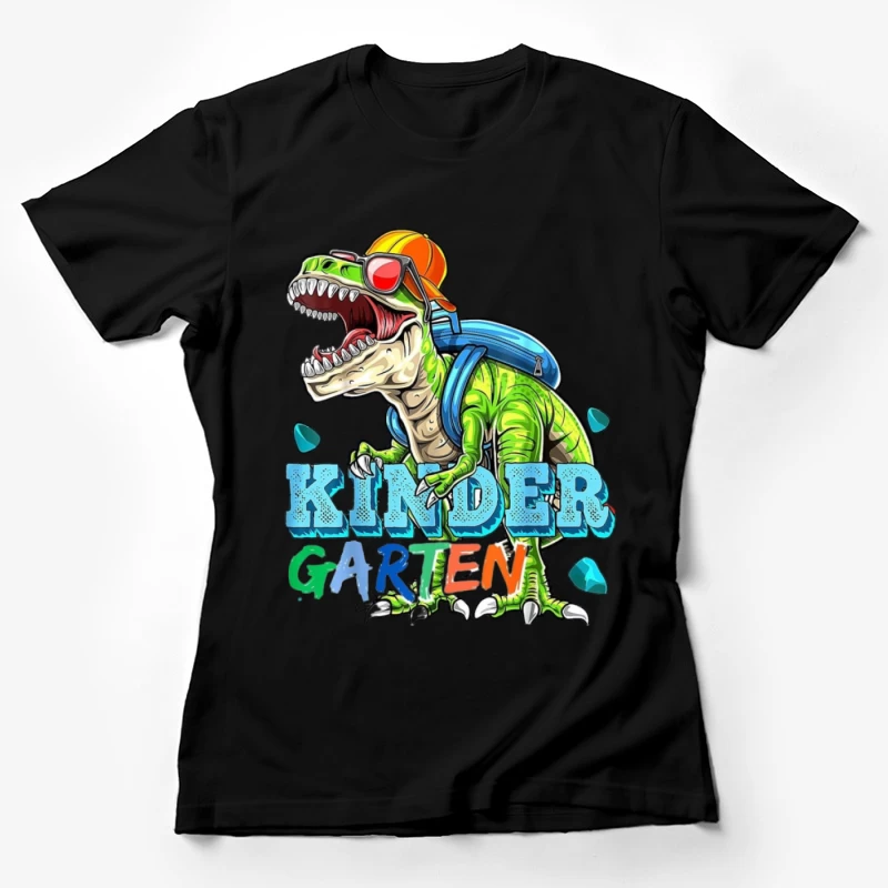 Dinosaurier mit Rucksack im Kindergarten Damen T-Shirt