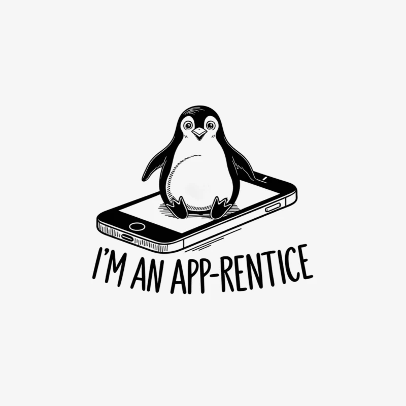 Cartoon Penguin App-rentice: Tech Humor on Smartphone Male Long Sleeve T-Shirt