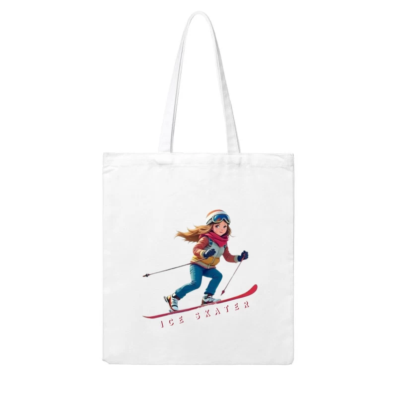 Animated Ice Skater in Winter Sports Gear Cotton Tote Bag