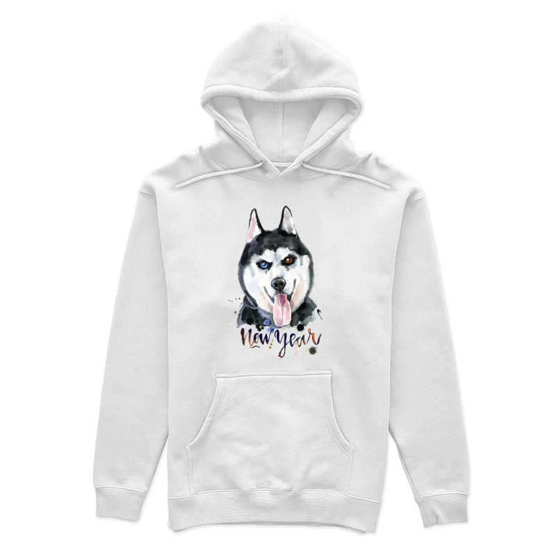 Illustration de chien Husky pour le Nouvel An Femme Sweat à capuche