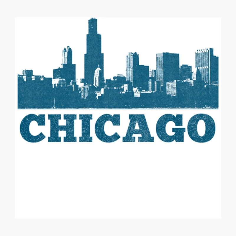Chicago Skyline  Retro Vintage Faded Style Design Throw Pillow