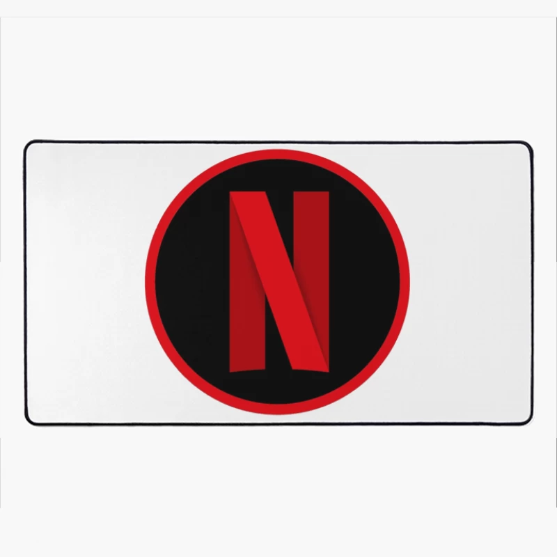 Netflix Streaming Service Logo in Red and Black Circle Desk Mat