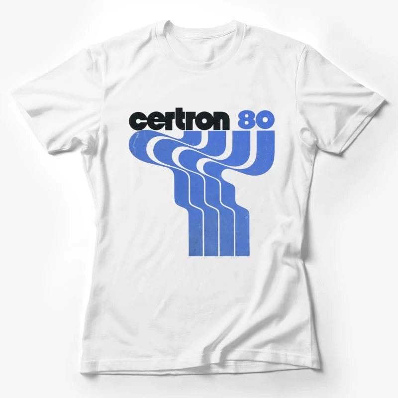 Vintage Certron 80 Blue Wave Logo Design Female T-Shirt