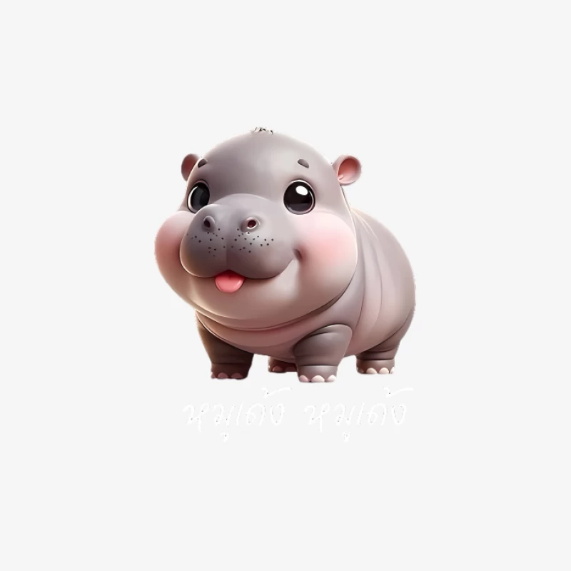 Adorable bébé hippopotame en dessin animé Homme Sweat-shirt à enfiler