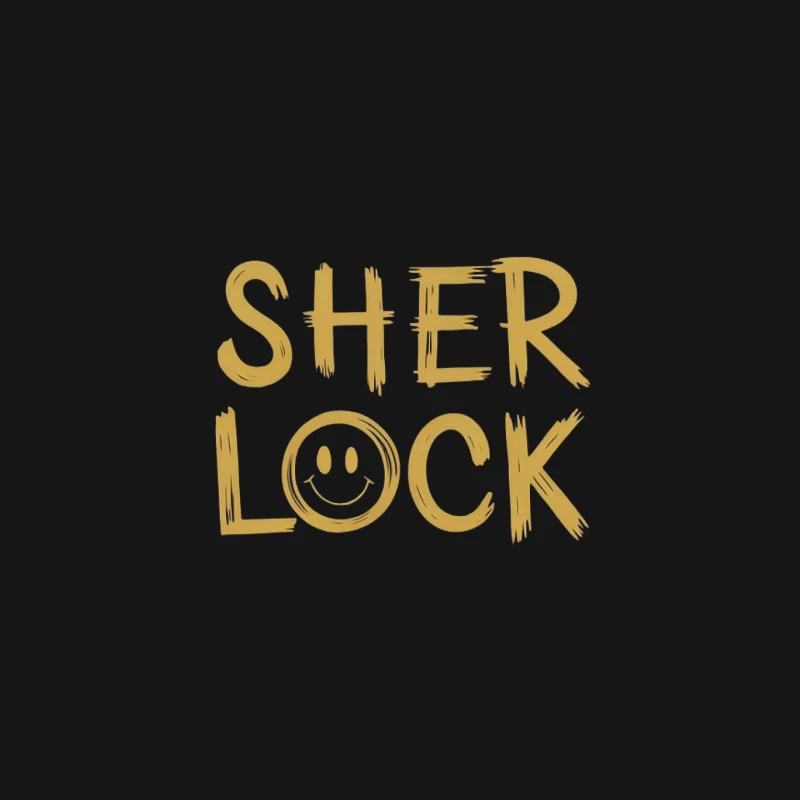 Minimalist Gold Sherlock Typography with Smiley Face Mouse Pad