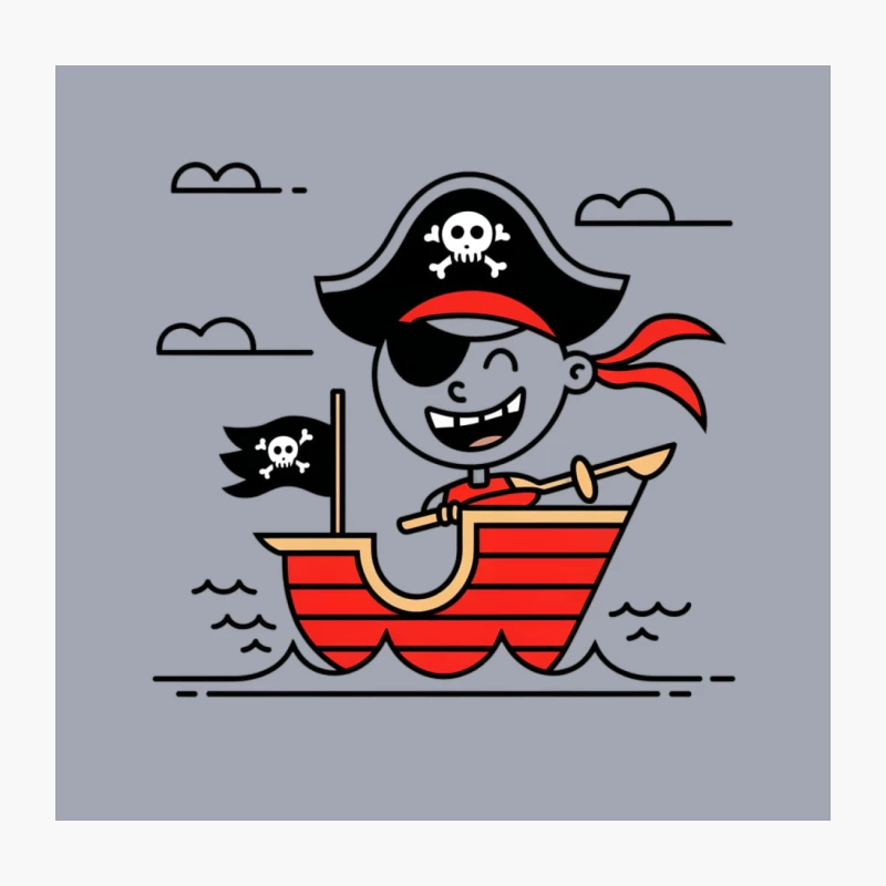 Cute Cartoon Pirate Sailing Adventure Throw Pillow