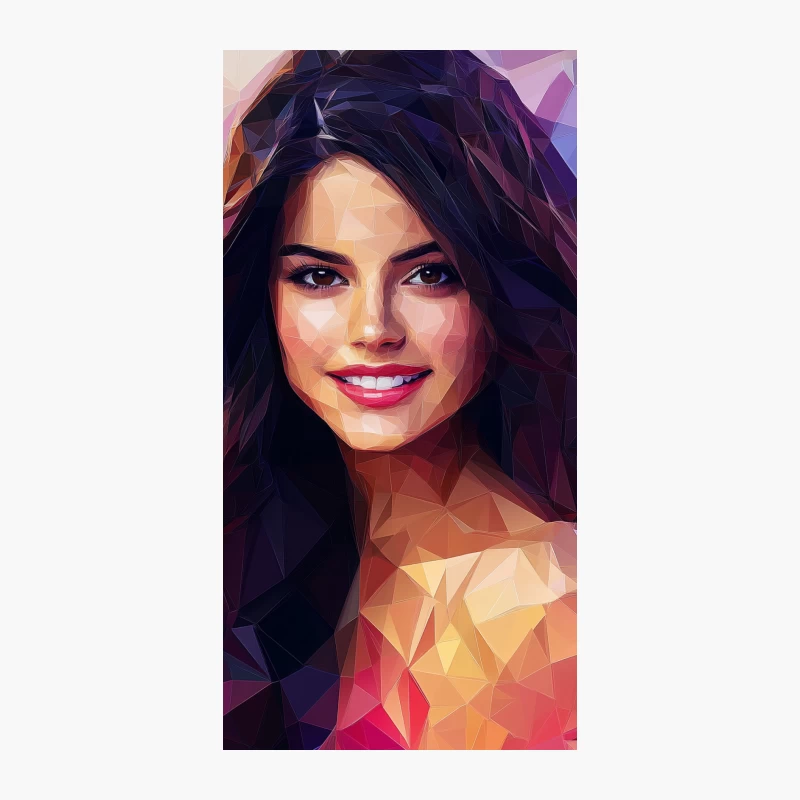 Geometric Portrait of Smiling Woman with Dark Hair iPhone Case