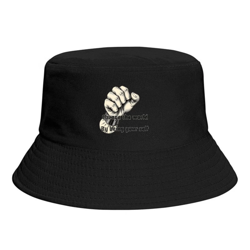 Empowering Motivational Art: Raised Fist with Self-Expression Message Bucket Hat