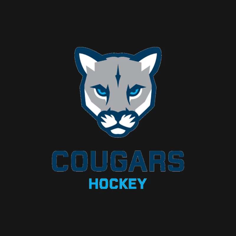 Cougars Hockey Team Logo with Blue and Gray Cougar Head Design Male Long Sleeve T-Shirt