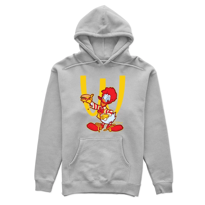 Cartoon Fast Food Character Holding a Burger Female Pullover Hoodie