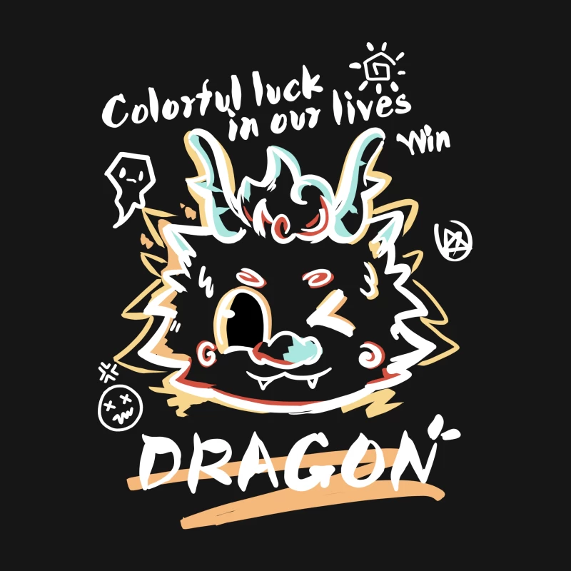 Bunter Glücksdrache Kunstdesign Herren T-Shirt