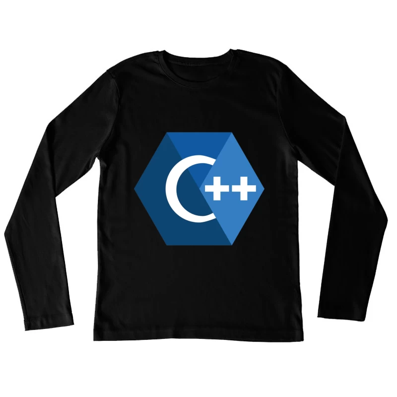 C++ Programming Language Logo in Blue Hexagon Design Female Long Sleeve T-Shirt