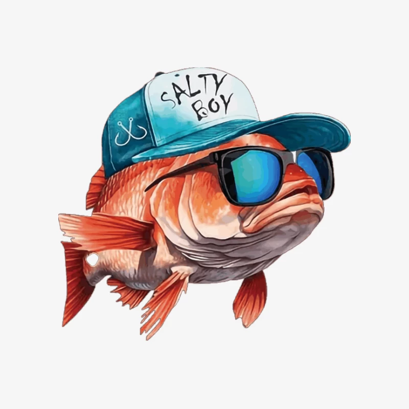 Lustiger Fisch mit Sonnenbrille und Kappe Herren Pullover Sweatshirt