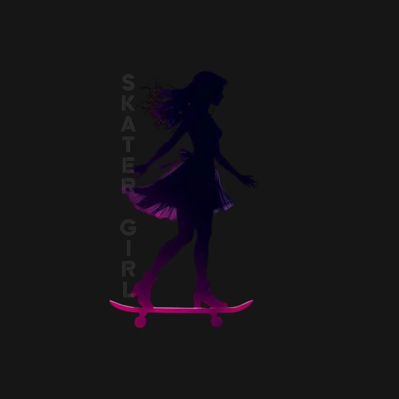 Stylish Skater Girl Silhouette in Pink and Black Mouse Pad