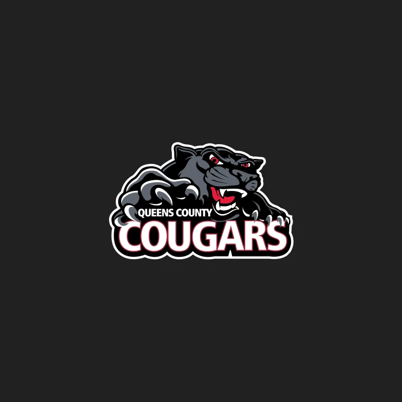 Queens County Cougars Sports Team Logo with Black Cougar Mascot Bucket Hat