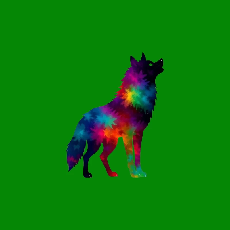 Colorful Howling Wolf Silhouette Travel Mug