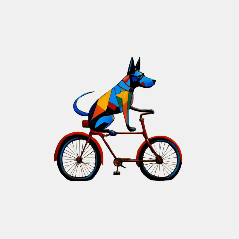 Geometric Colorful Dog Riding Red Bicycle Art Male Tank Top